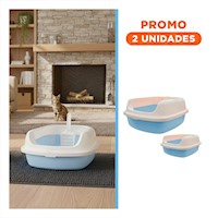 Pack2 Bandeja Compacta y Segura para Mascotas 41,5x15x29cm Celeste Y+Regalo Sticker